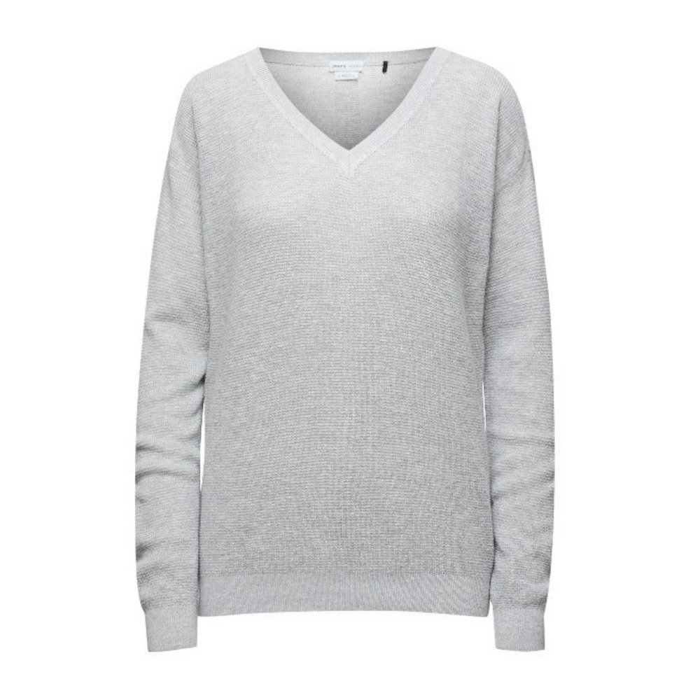 Prana Waffle Knit Sweater Womems Small Gray V-Neck Organic Cotton Wool Blend